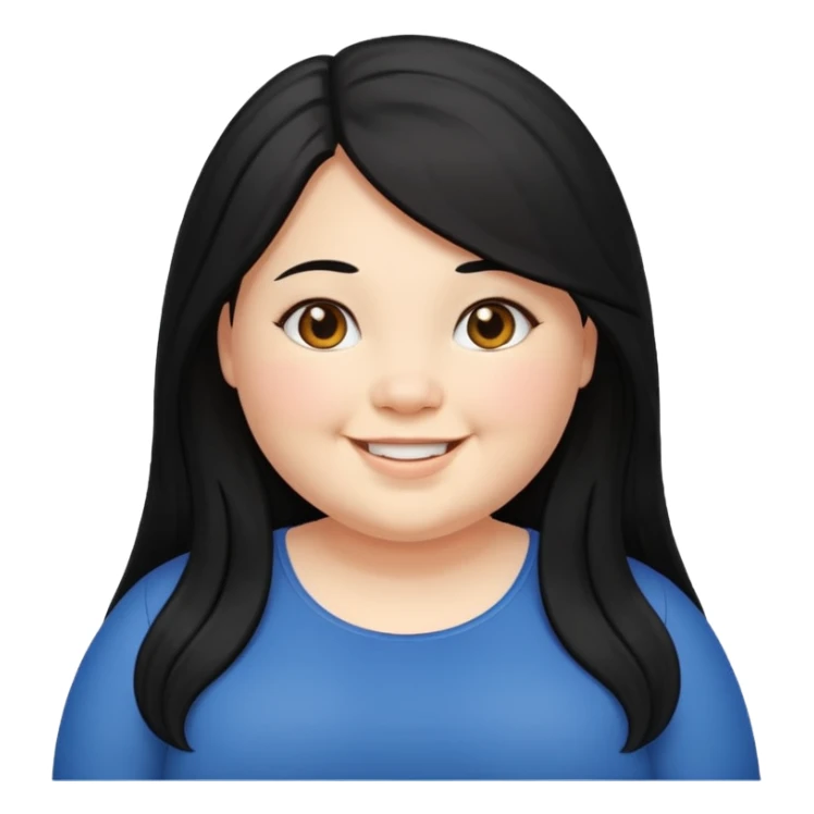 Long black hair chubby girl she’s happy sticker
