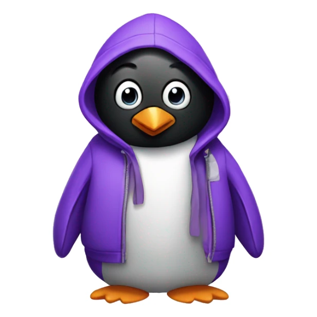 penguin in purple hoodie sticker