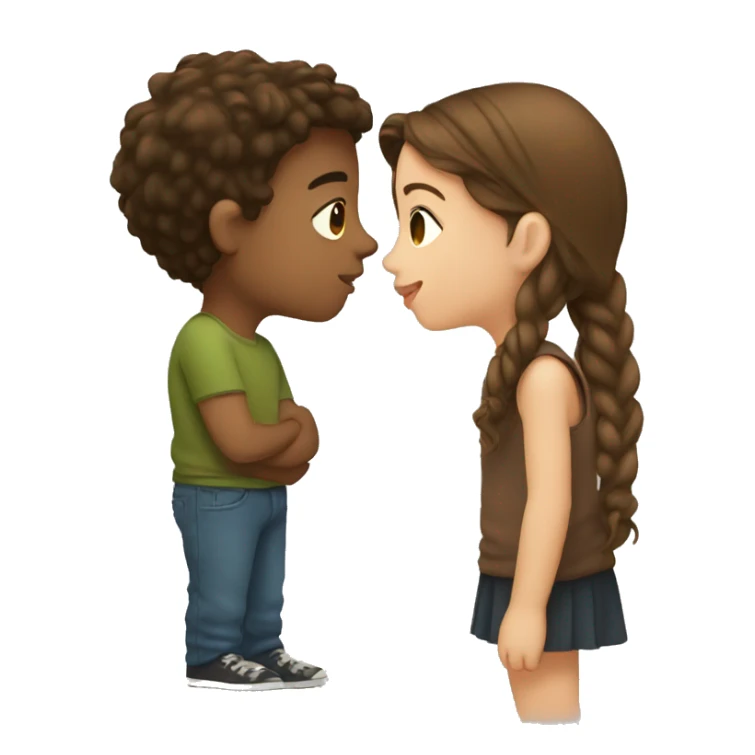 girl with brown hair kiss boy  sticker