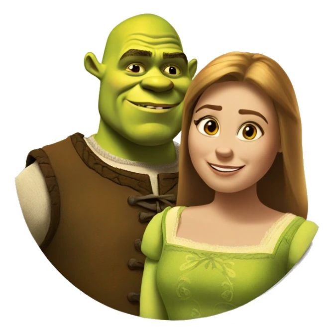 a portrait of shrek and fiona on the round background sticker
