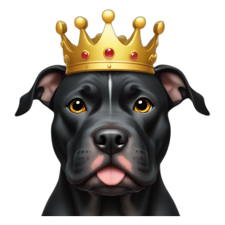 all black pitbull dog with golden crown on his head sticker