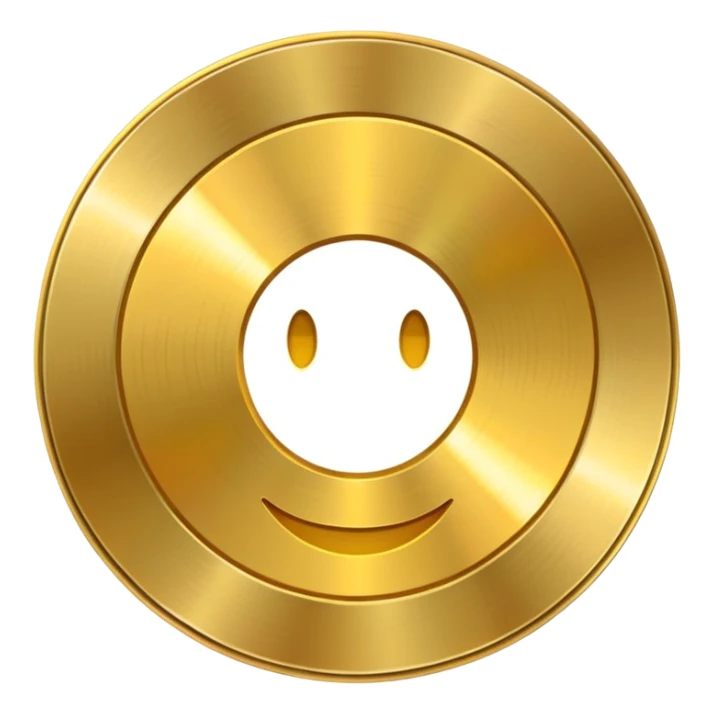 gold CD with a scratch, with a slight smiley face on the scratch sticker