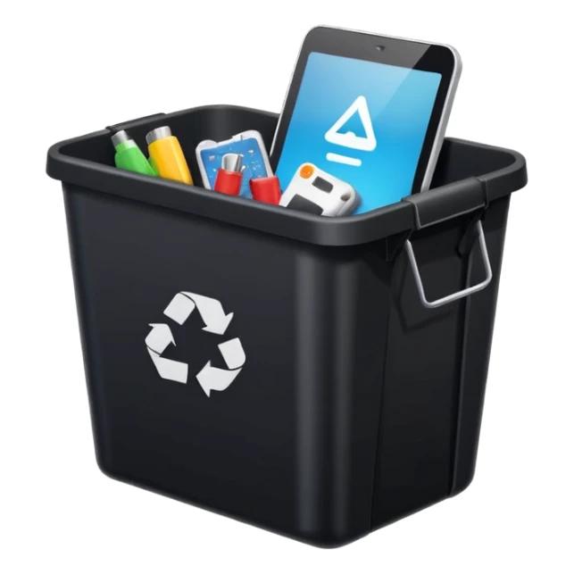 empty black BIN WITH "ELECTRONIC" WORD IN IT. CORRECT SPELLING PLEASE PUT THE WORD sticker