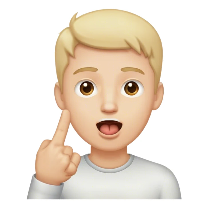 white male put his finger up and open mouse sticker