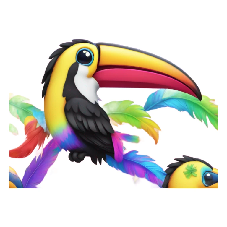 Lisa frank toucan with rainbow beak and feathers sticker