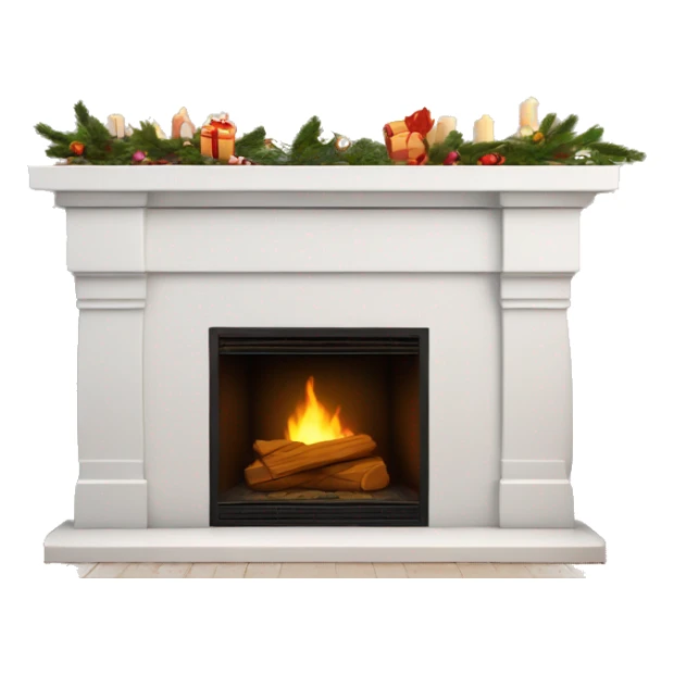 White asthetic clean Christmas fireplace  sticker