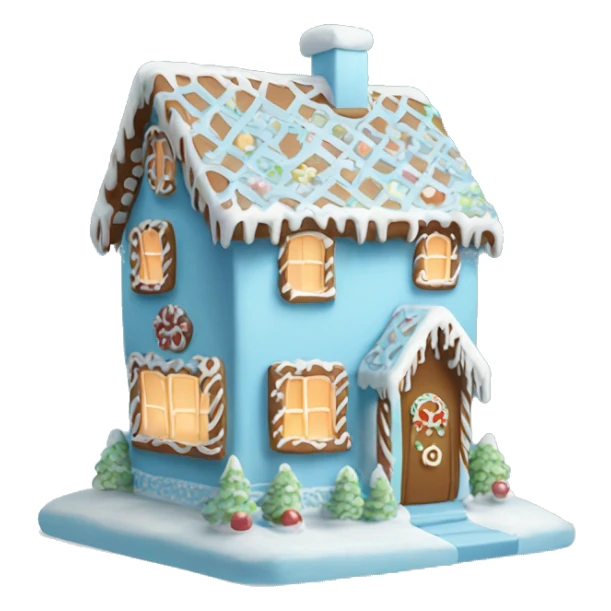 Cosy light blue gingerbread house  sticker
