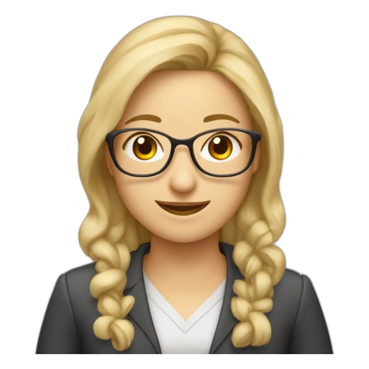 Profesora de matemáticas con gafas y calculadora, rubia y de pelo corto sticker