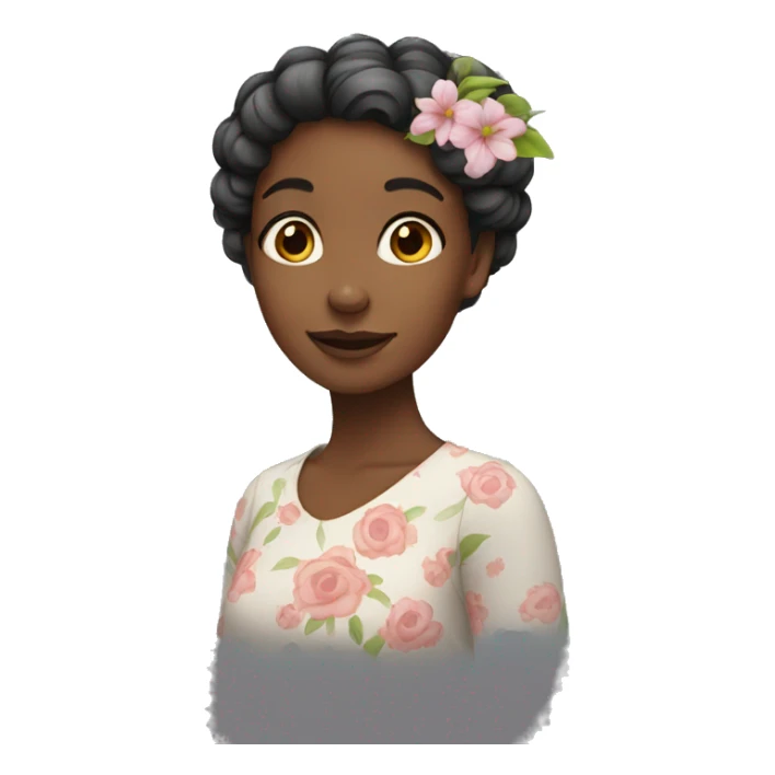 girl with flowers in hair sticker