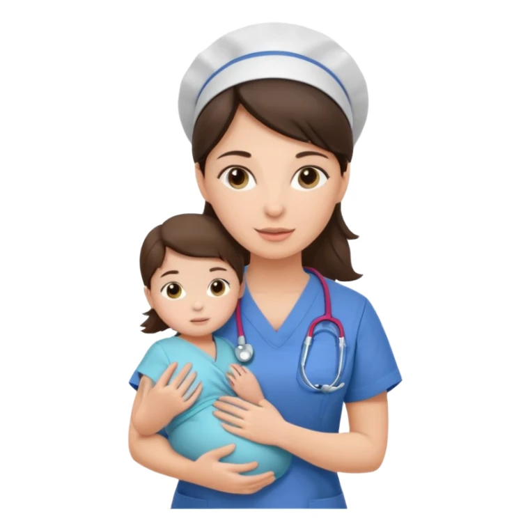 Brunette nurse in scrubs with her baby girl. sticker