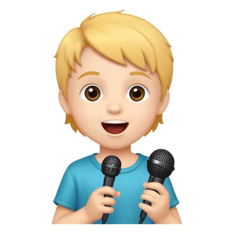 child singing with a microphone, cheerful and musical sticker