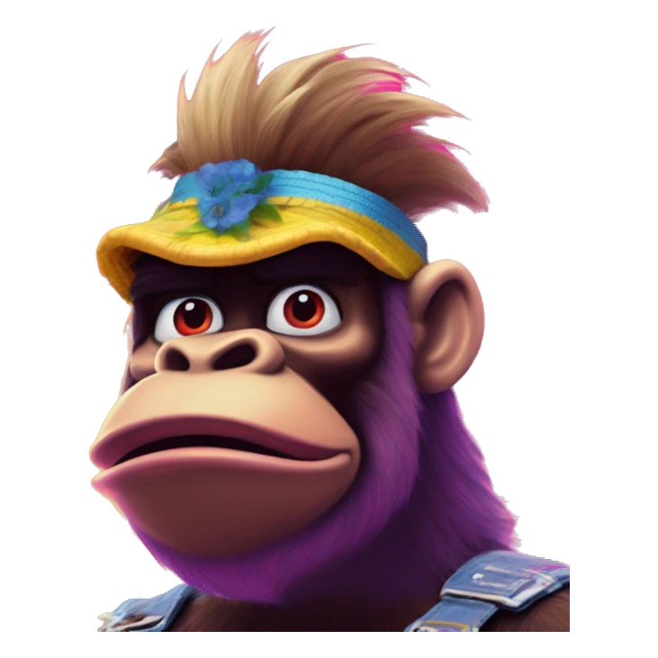 Synthwave swedish communist in Donkey Kong style, oil paint, epic eyes, intricate lips, exquisite pose, beautiful, desirable, logical, Midsommar  sticker