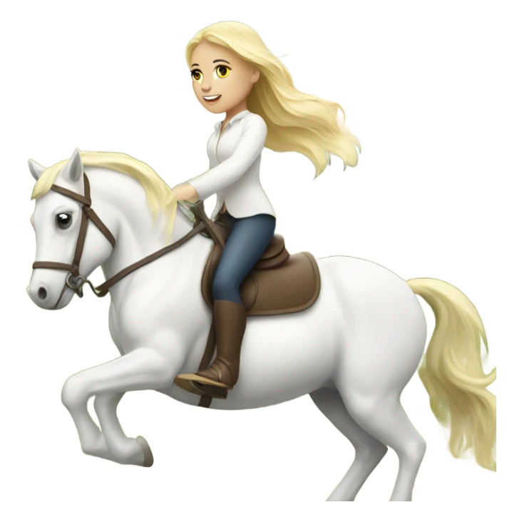 Blonde girl on a white horse sticker