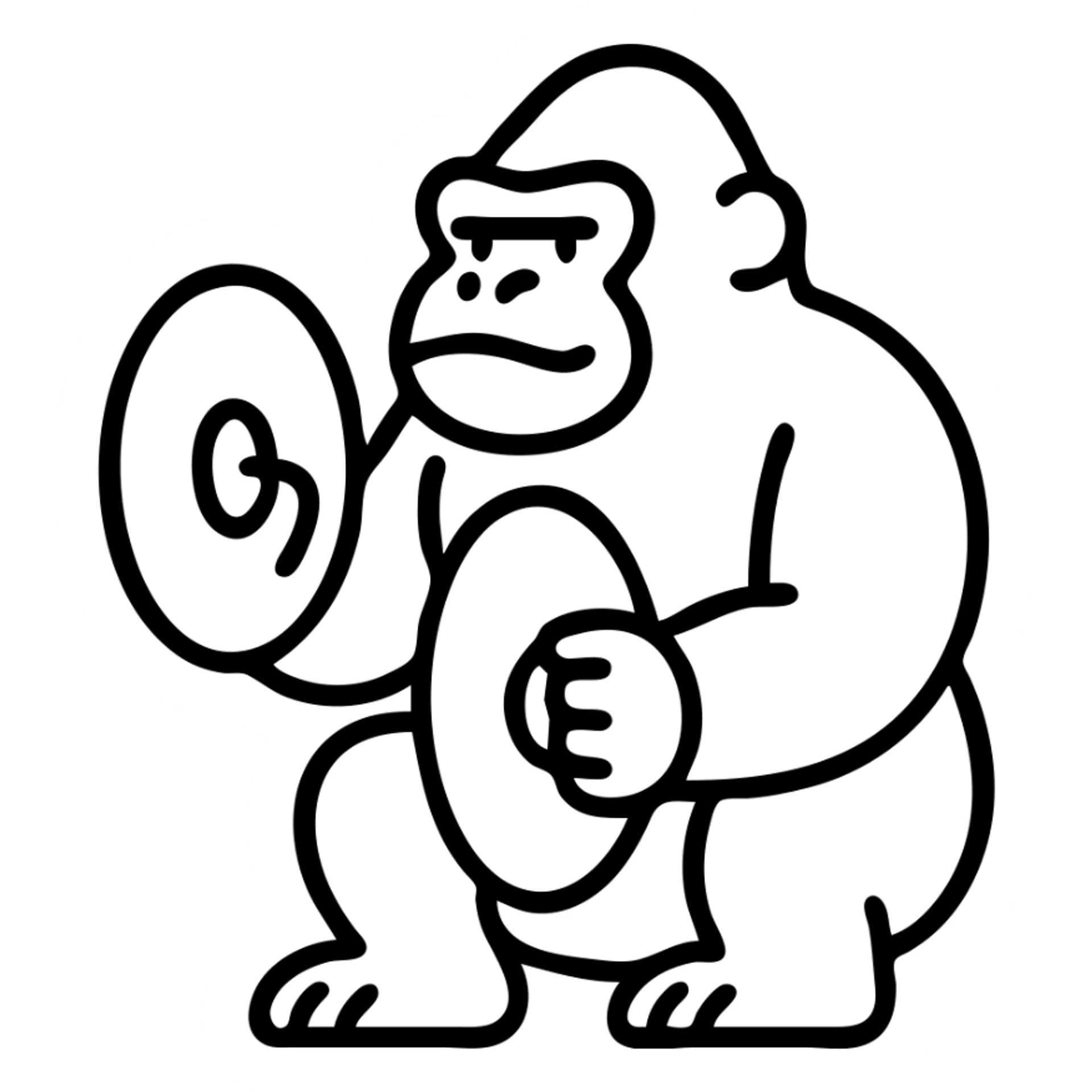 cartoon gorilla playing cymbals, designed for a tattoo, bold and simple sticker