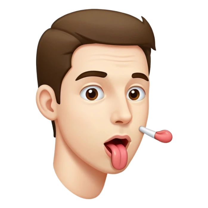 clear side profile of a man sticking his tongue out, complete side view showing the side of face sticker