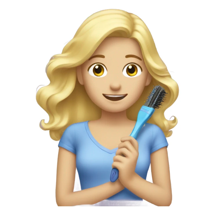 blonde girl brushing hair sticker