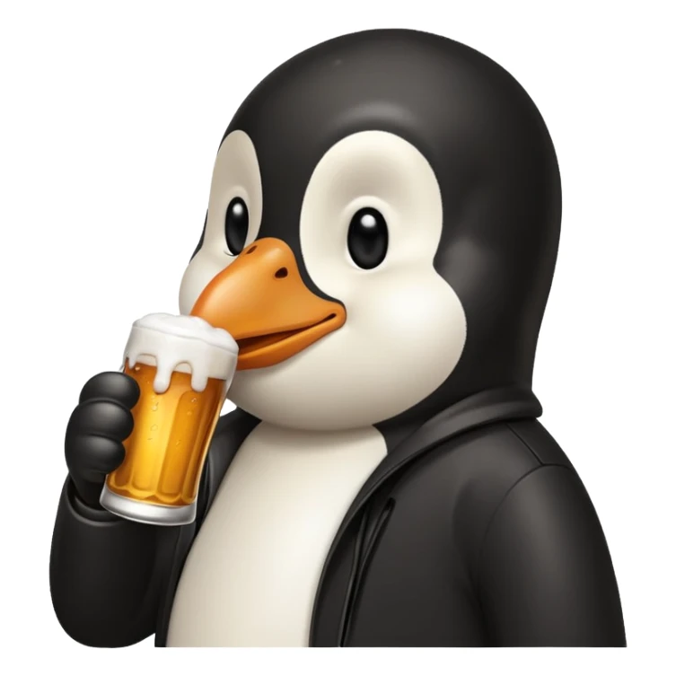 un pingouin réaliste qui boit une bière  sticker