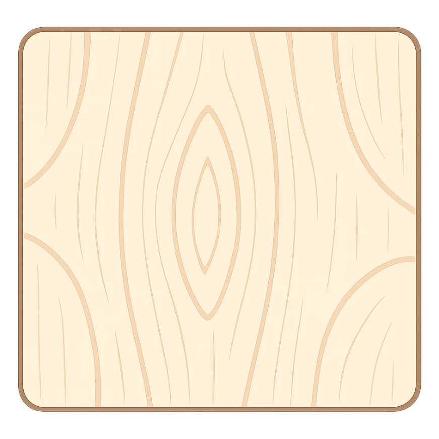 Edit the image to show a light birch wood texture, minimal style, with no background (transparent). Keep the texture subtle and minimalistic. sticker