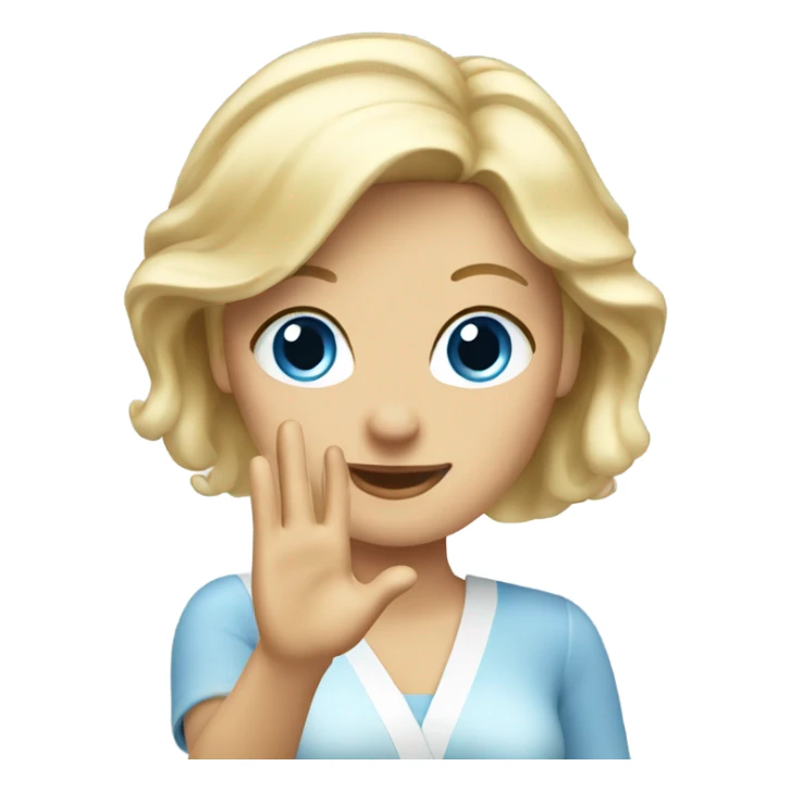 blue eyed blonde lady waving sticker