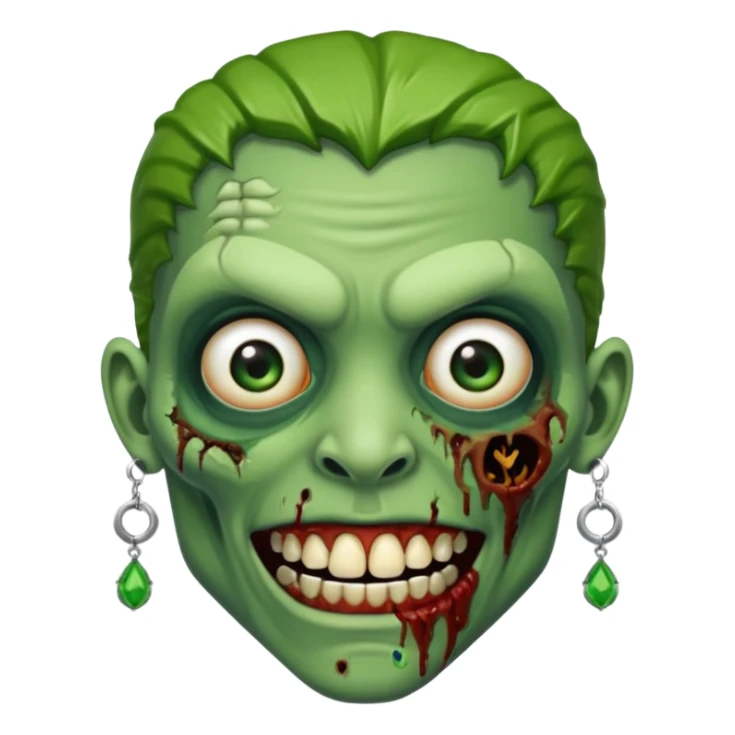Create a zombie emoji with grillz and earring sticker