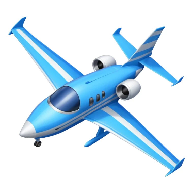 A compact jet with a blue-striped body and angled wings, climbing upward with steady power.
 sticker