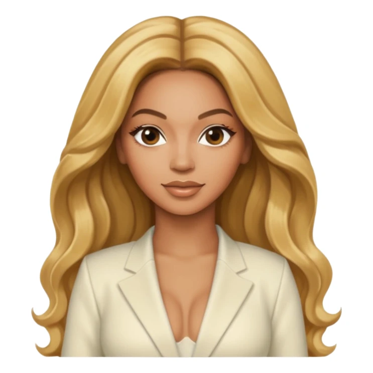 Beyonce with long golden blonde hair, ivory outfit sticker