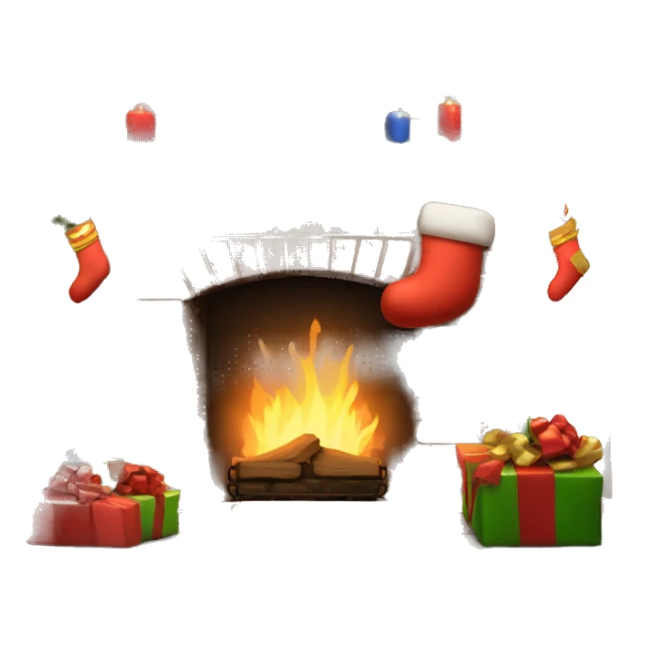 Brick Fireplace with and Christmas lights and stockings sticker