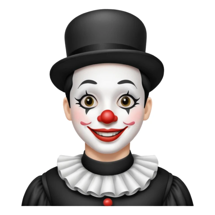 black and white mime clown emoji with white makeup and costume sticker
