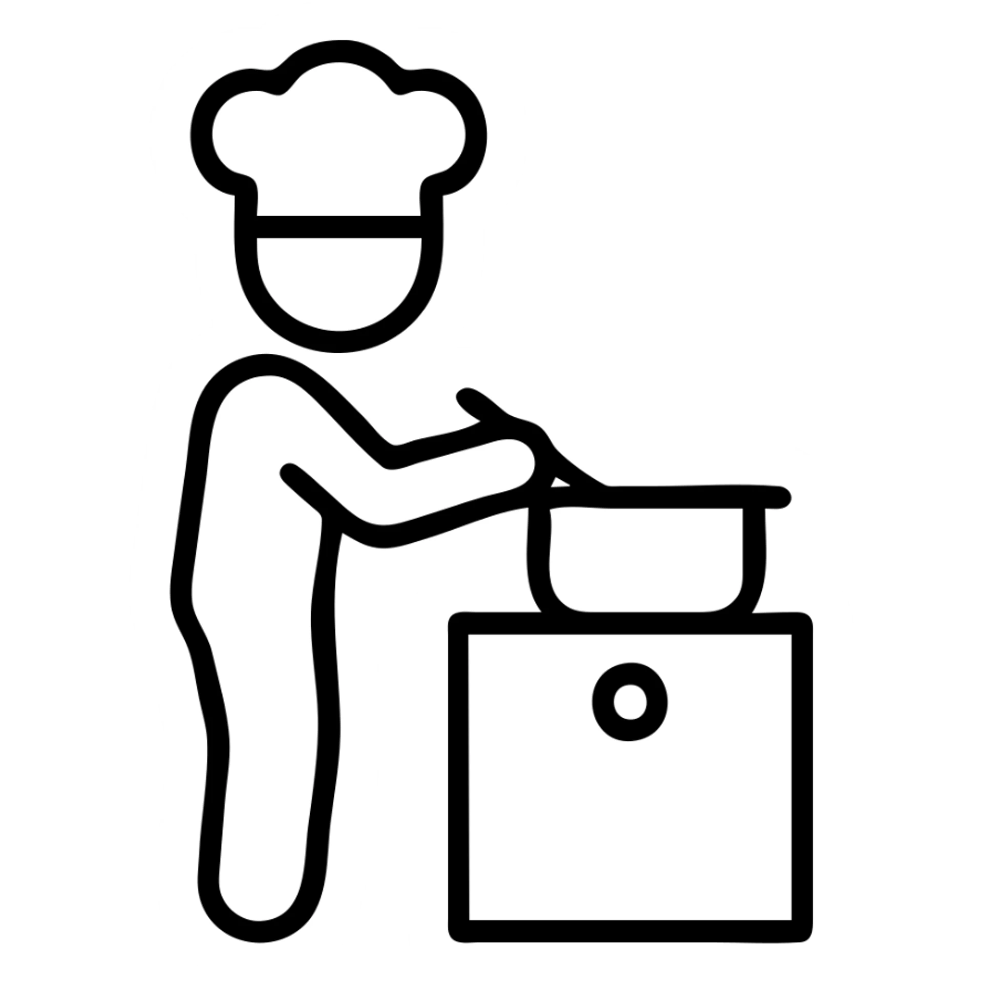 cook icon near the stove preparing food sticker