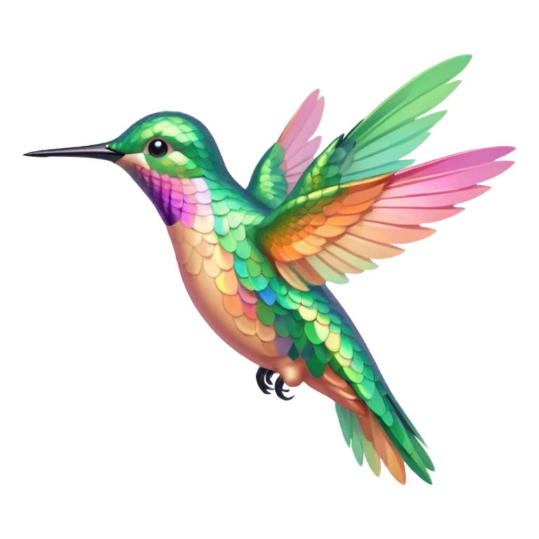mostly peach pink and yellow-green, mint humming bird sticker