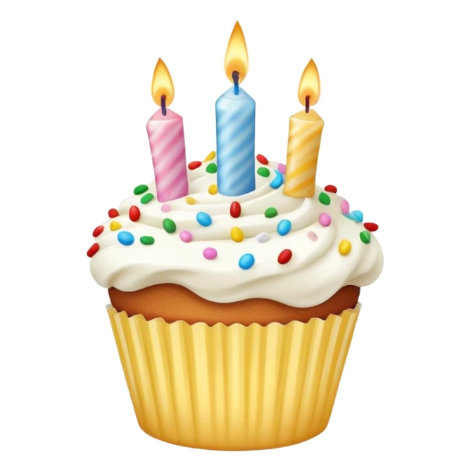birthday cake icon but cup cake one candle make simple sticker