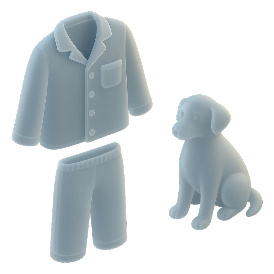 A cozy pajama set with a dog sticker