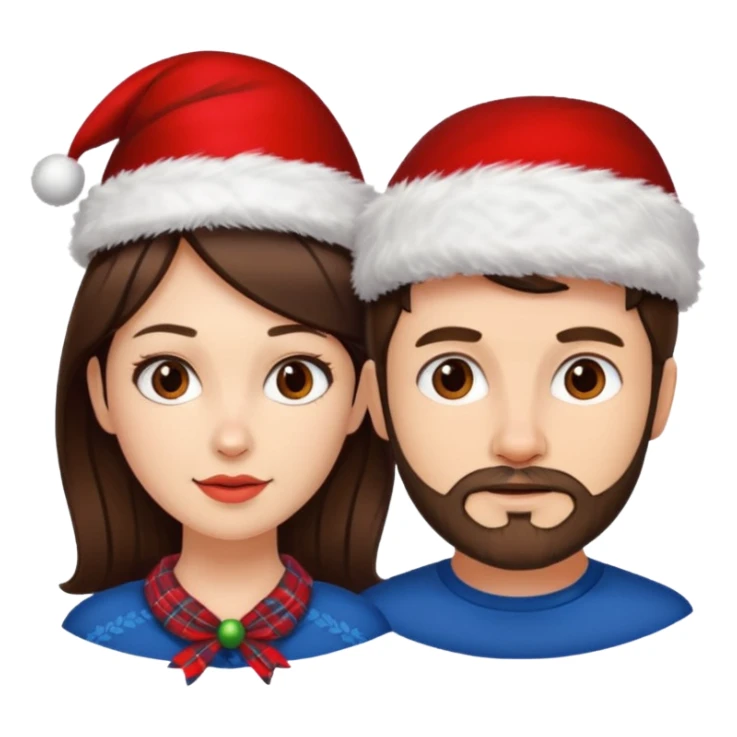 SCOTTISH MAN WITH STUBBLE AND BRUNETTE WOMAN WITH XMAS HAT sticker