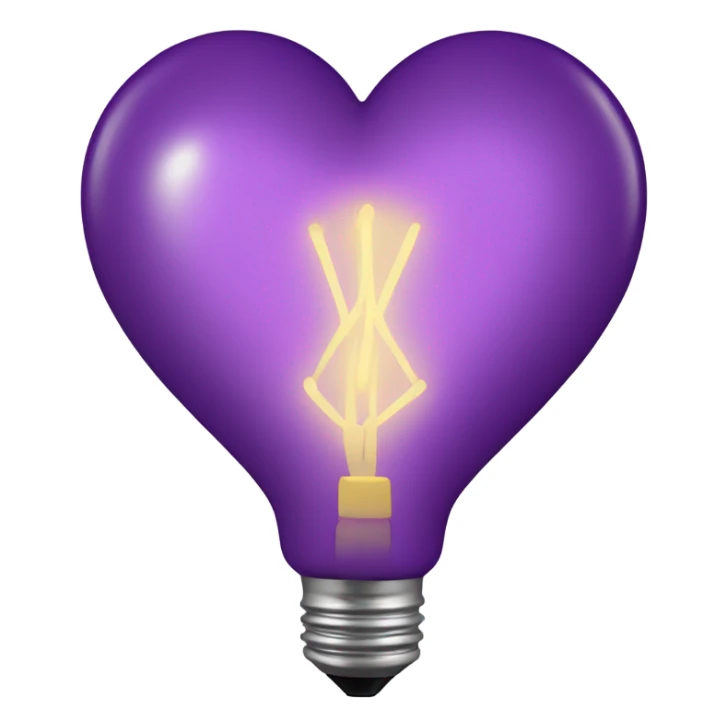Realistic isolated purple heart shaped christmas light bulb . sticker