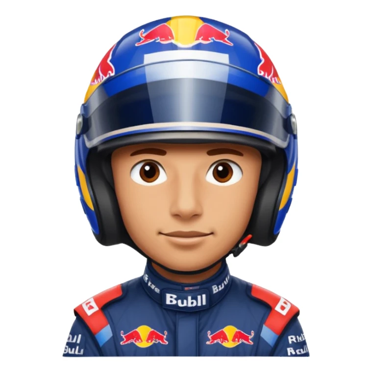 Red bull driver face covered in helmet f1  sticker