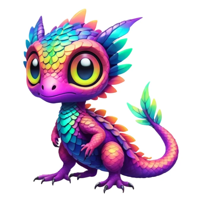 futuristic lush warm-colored neon-colored Fakémon-Trico-creature sticker