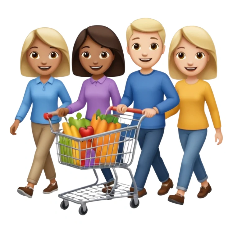 people with shopping cart sticker