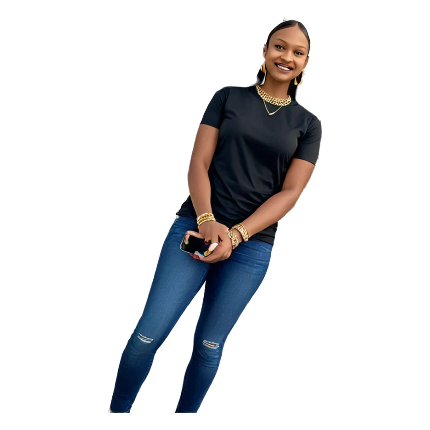 girl with phone and jewelry sticker