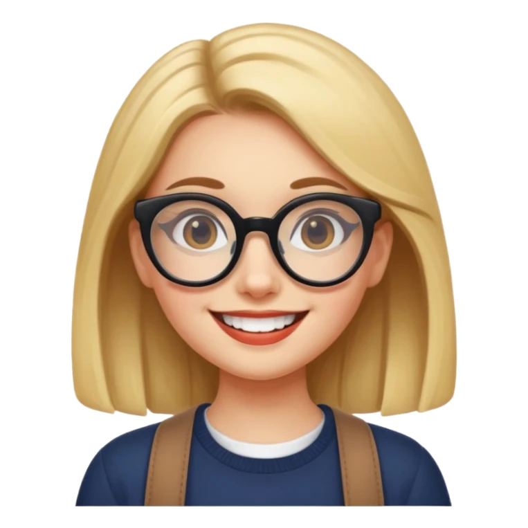 big spects with girl smile sticker