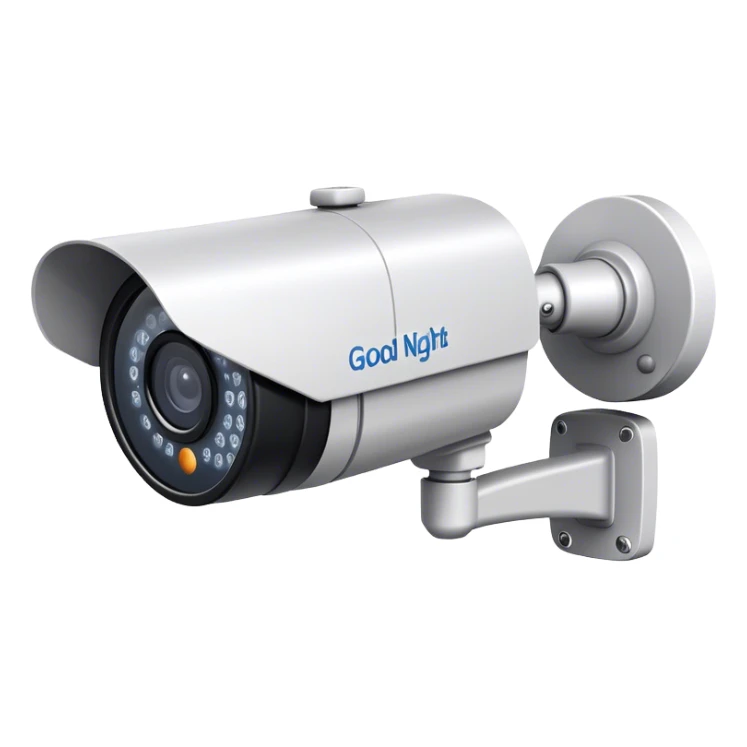 A CCTV camera shut down the supplement light, with letter "good night" showing at the same tie sticker