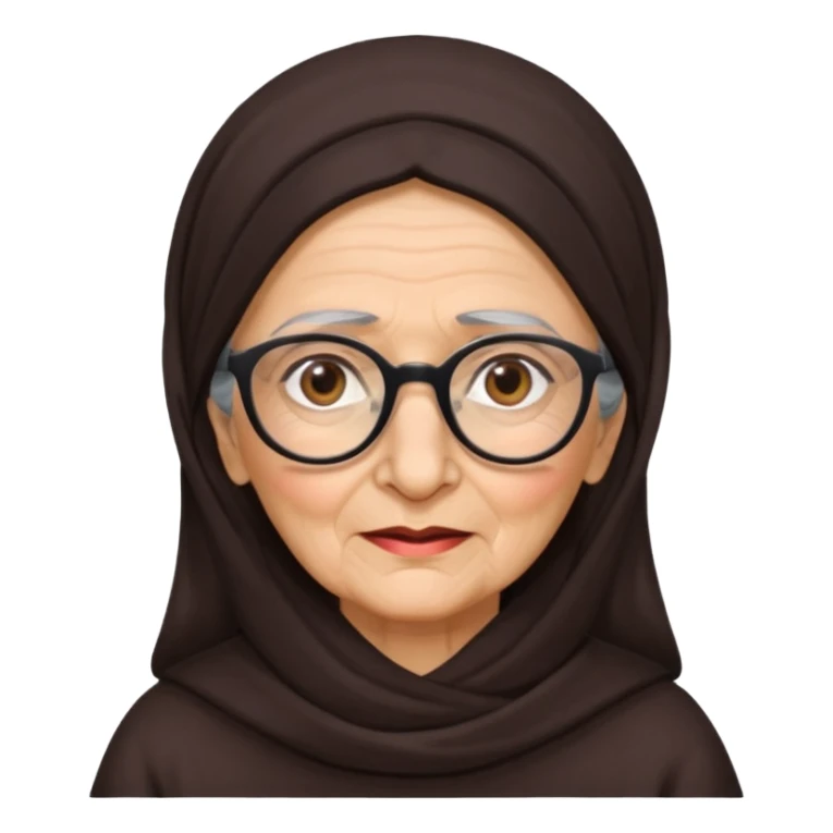 old woman arabic type dark hair glasses sticker