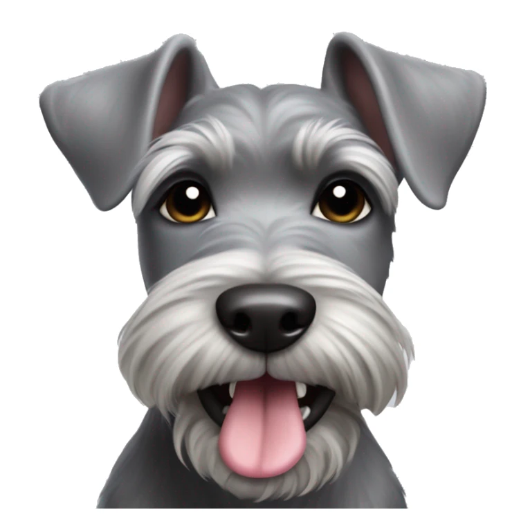 Grey Mini schnauzer tongue out happy sticker