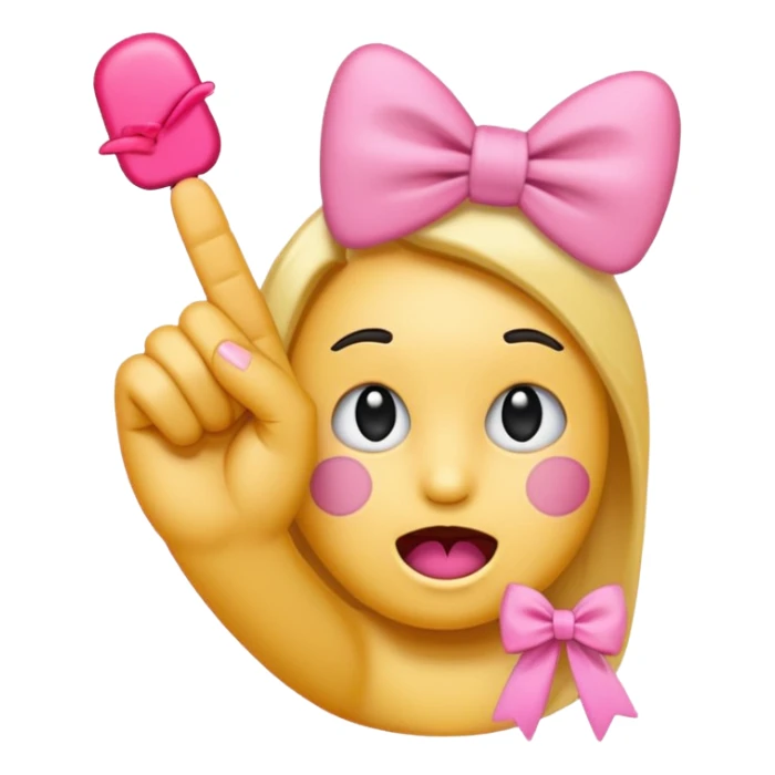 Middle finger emoji with pink bow on it sticker
