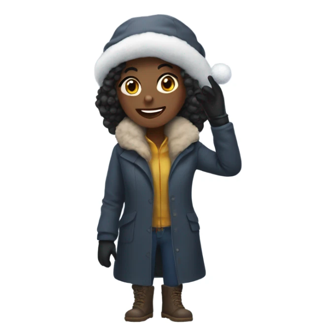 Black girl covered in snow wearing a hat , coat and gloves  sticker
