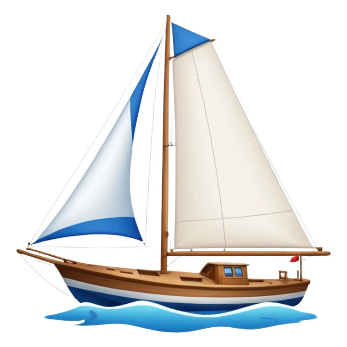 Sailboat – White sail on wooden hull sticker