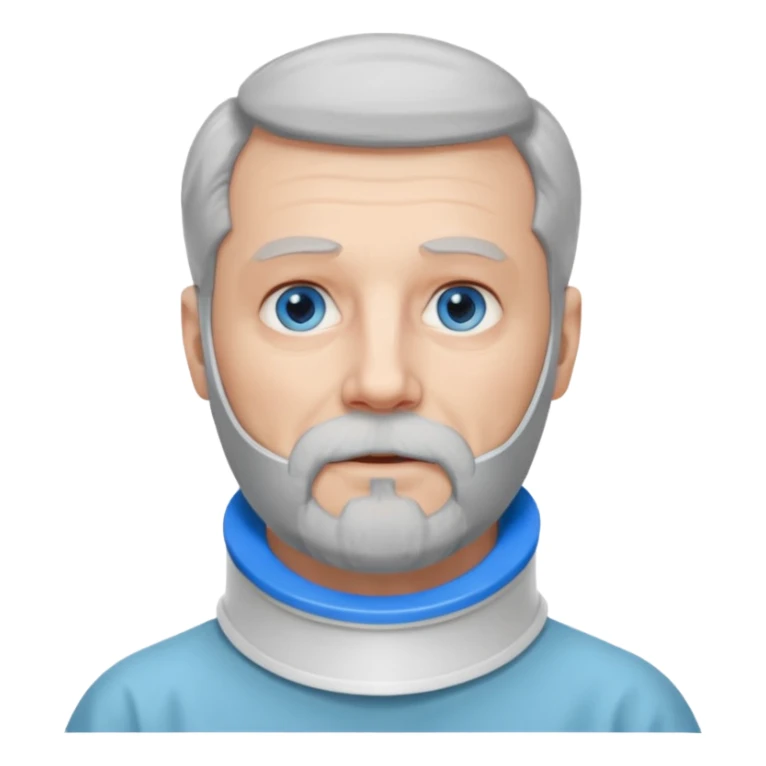 Older man with a full beard, a medical neck brace, and blue eyes. sticker