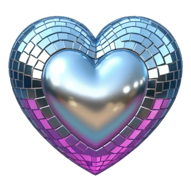 disco ball in shape of a heart sticker