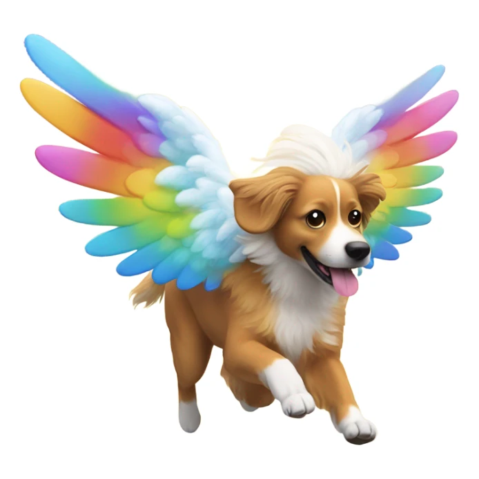 Rainbow dog with angel wings running sticker