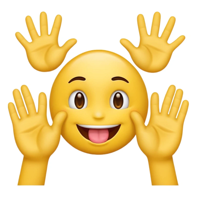 Yellow￼ tongue out emoji with hand on each side sticker