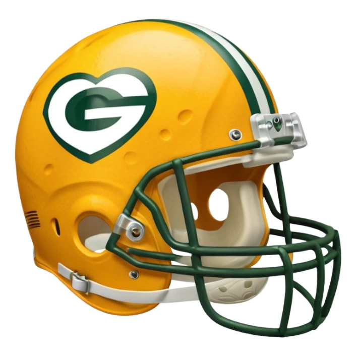 Green Bay packers helmet with a heart near it that looks like cheese inside sticker